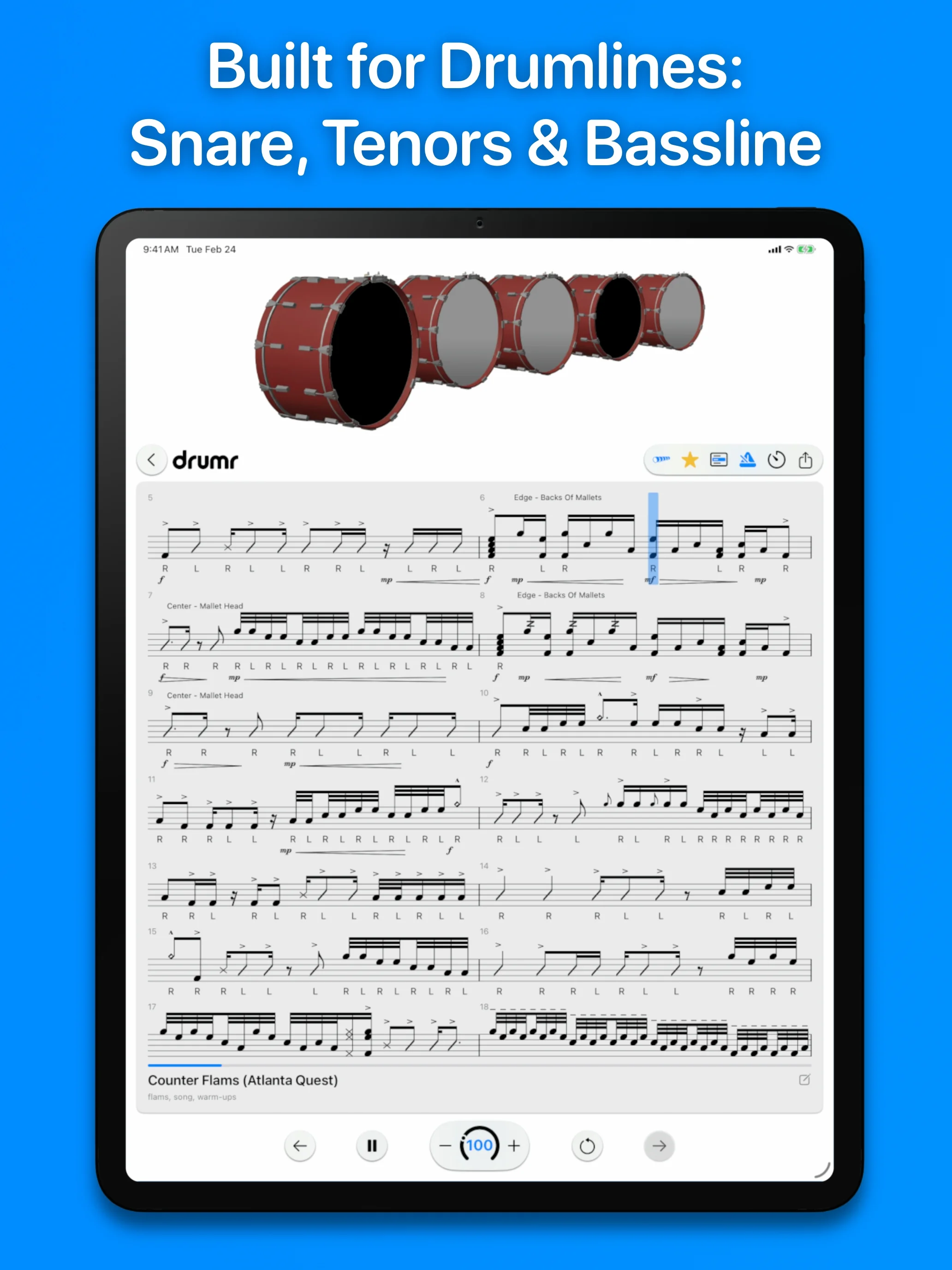 Drumr on iPad - Advanced tools