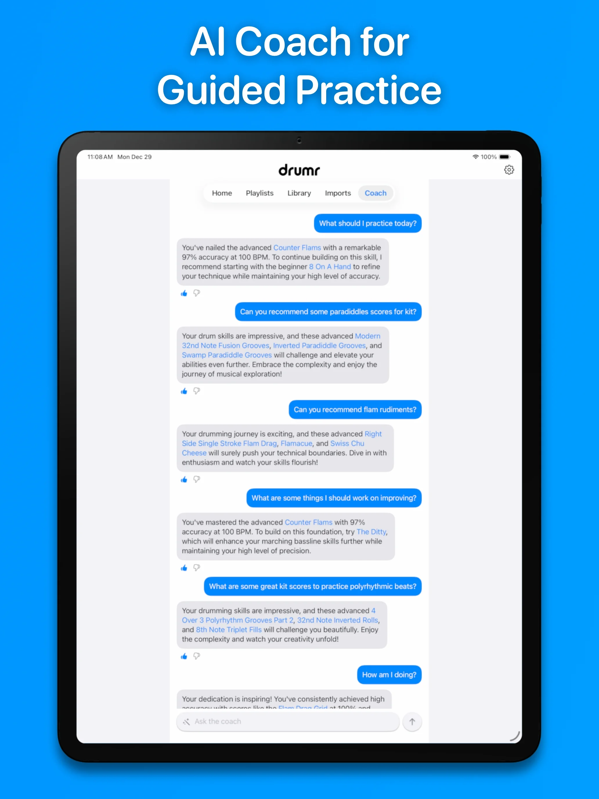 Drumr on iPad - KitView expanded