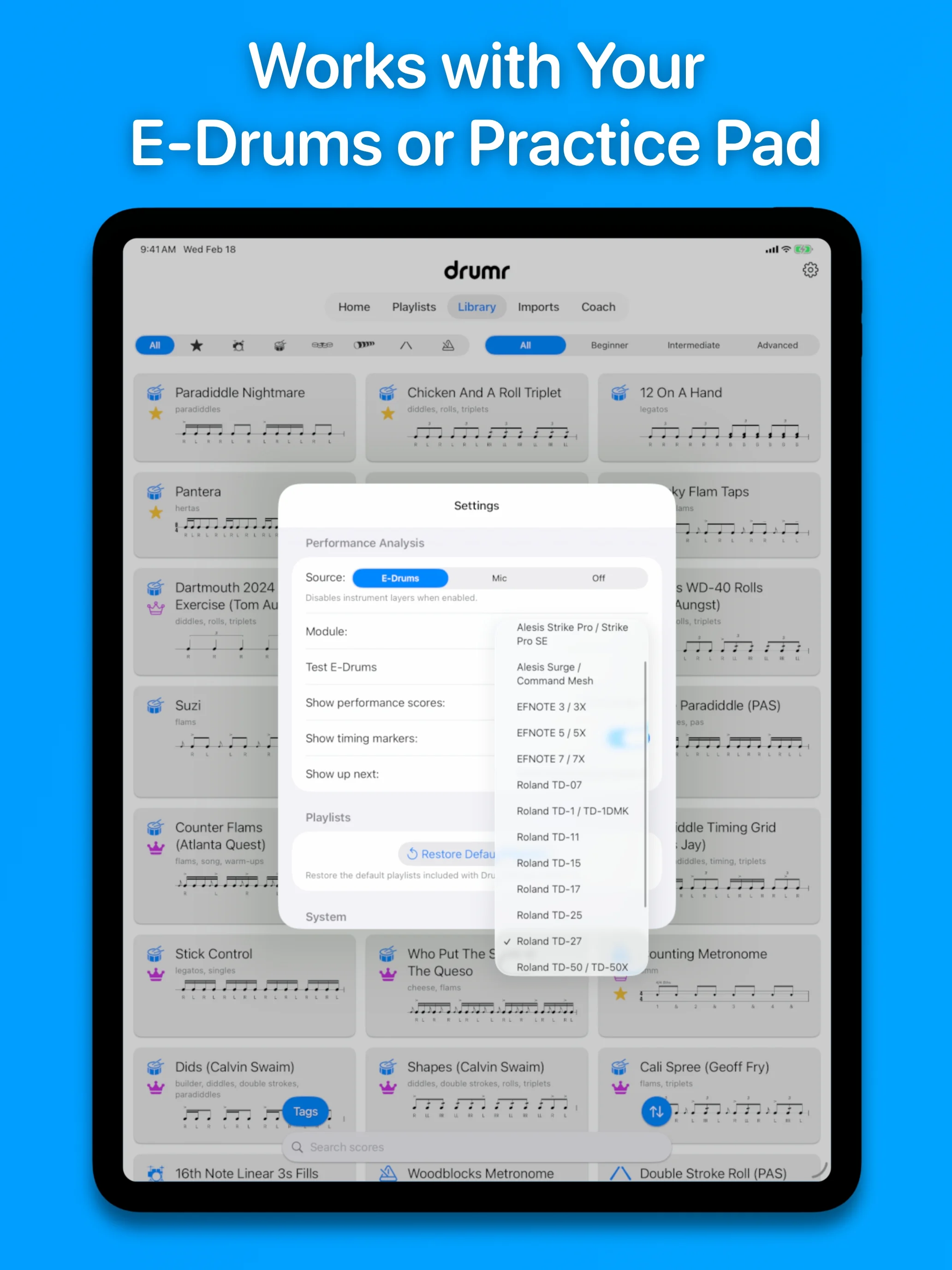 Drumr on iPad - Metronome settings