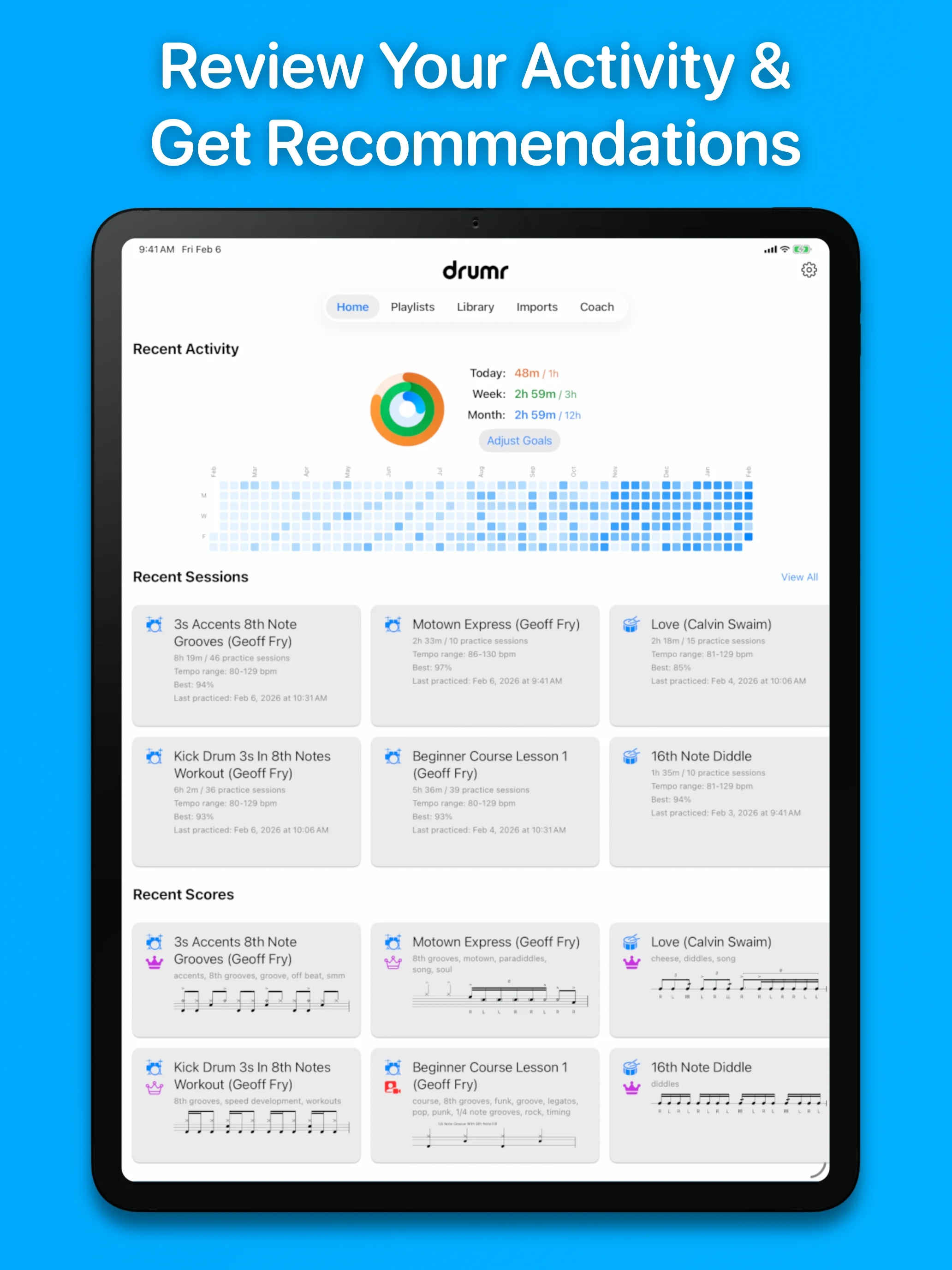 Drumr on iPad - Playlist management