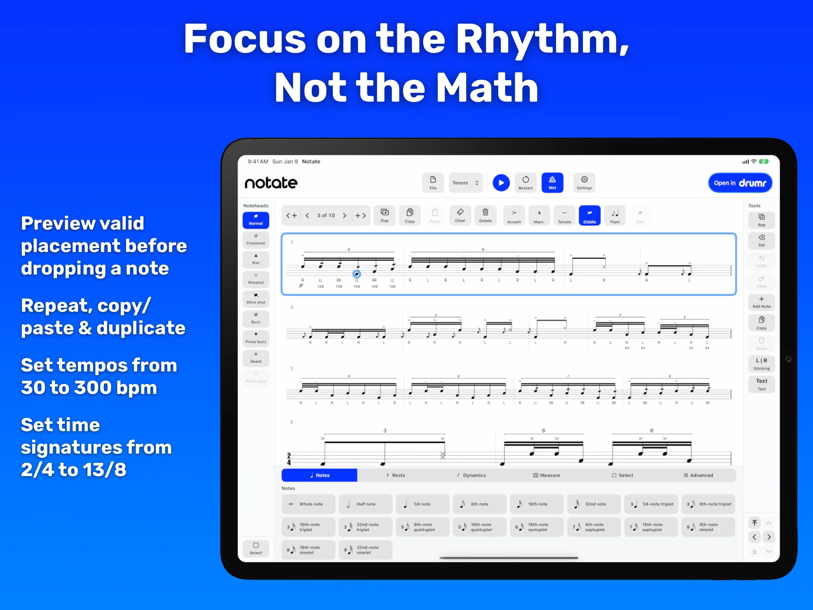 Notate on iPad - Focus on the rhythm, not the math